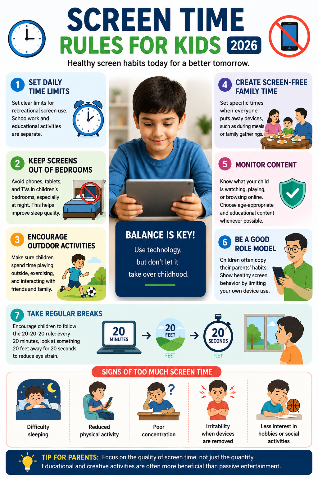Screen time rules for kids in 2026